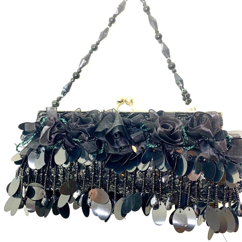 Elegant Satin lace and sequence evening bag